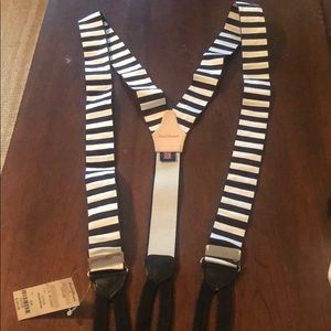 Paul Stuart black & white stripe suspenders - NWT